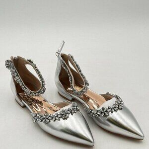 XYD Women Classic Pointed Toe D'Orsay Wedding Flat Sandals Sparkly Rhinestones